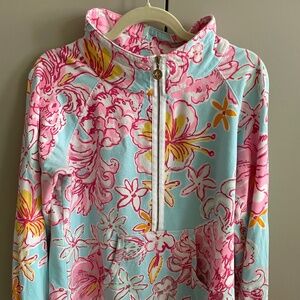 Lilly Pulitzer Breakwater Blue 3/4 Zip Popover Top Size Large